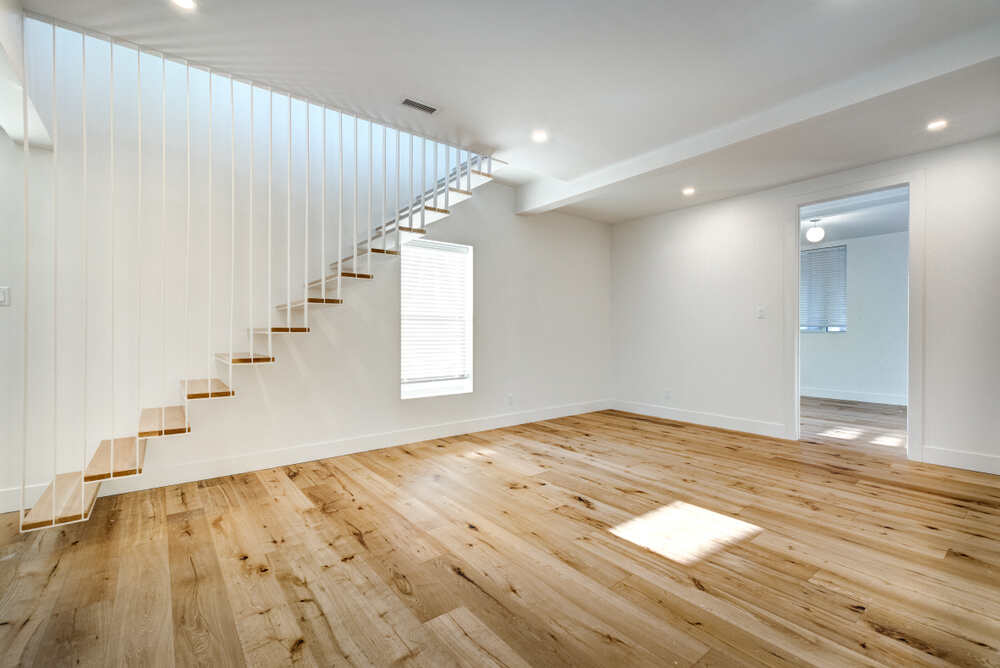 Beautiful flooring in a modern basement